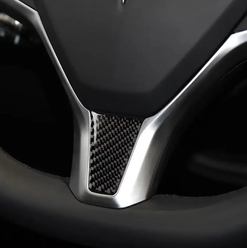 Carbon Fiber Steering Wheel Trim | Model S, X Teslup